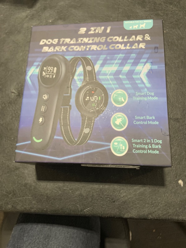 Photo 1 of 2-in-1 Dog Shock Collar & Dog Bark Collar - Smart Anti Barking Dog Training Collar with 5 Adjustable Sensitivity & 3300FT Remote for All Breeds IP67 Waterproof Rechargeable E-Collar (Orange)