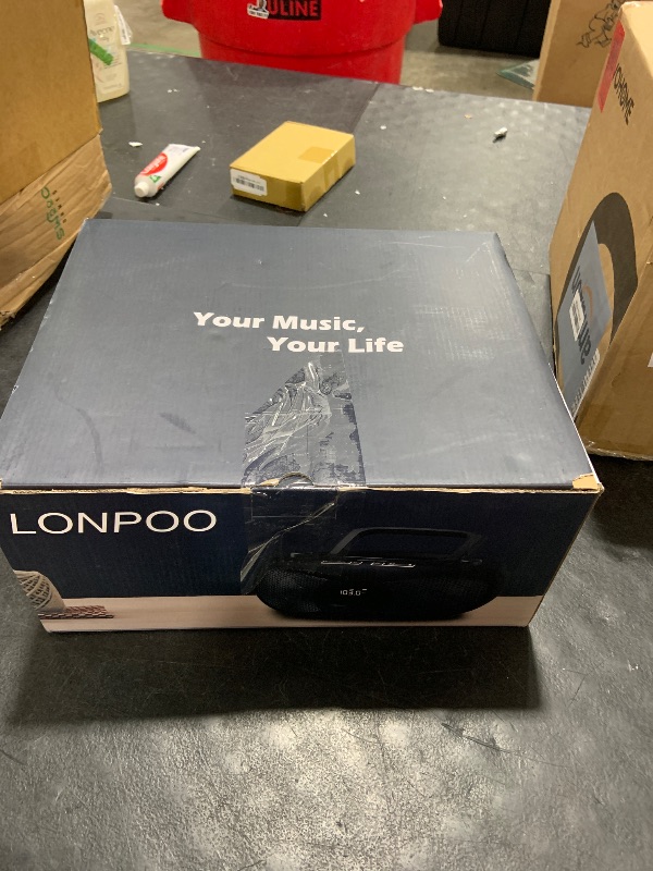 Photo 1 of Portable CD Player Boombox Stereo Sounds | Bluetooth 5.3 | FM Radio Turn Knob | Auto Lid Open Button | Big LCD Display | Concealed Ports of USB/AUX/Earphone | Rear Power Protection Button