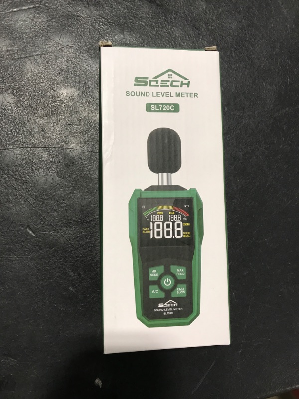 Photo 1 of Decibel Meter,SQECH Digital Sound Level Meter with Color Backlit Screen,Portable SPL Meter with A/C Weighted,dB/SONE Unit,Fast/Slow Response,MAX/MIN,Data Hold,Range 30-130dB,for Home/Office/Factories