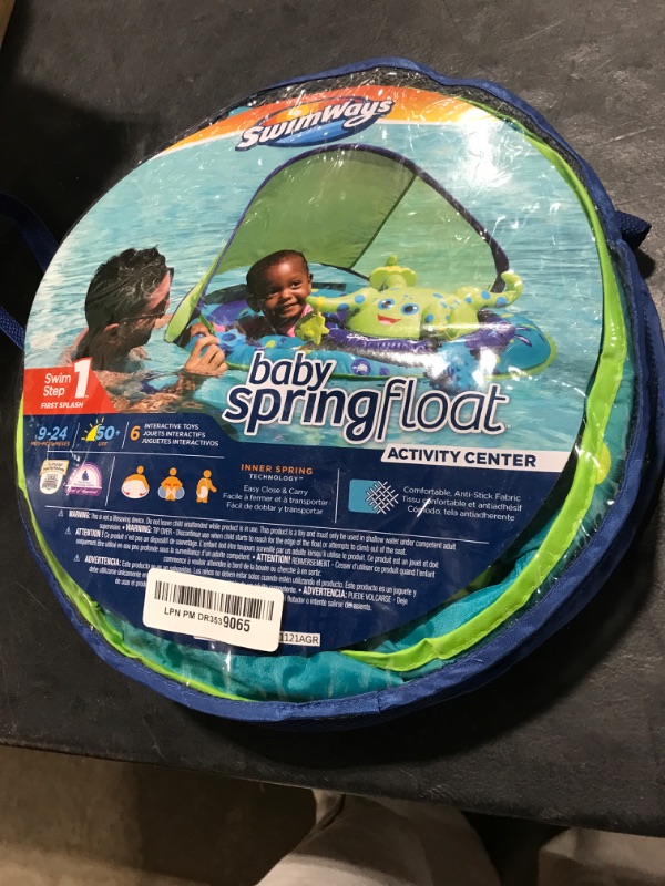Photo 1 of SwimWays Baby Spring Float Activity Center, Baby Pool Float with Canopy & UPF Protection, Pool Toys & Swimming Pool Accessories for Kids 9-24 Months, Green Octopus