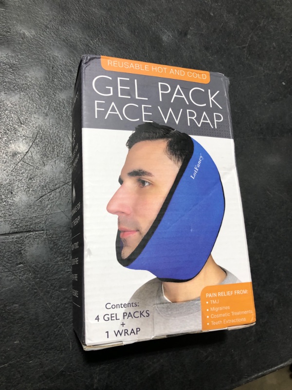 Photo 1 of LotFancy Face Ice Pack Wrap for TMJ, Wisdom Teeth, with 4 Reusable Hot Cold Therapy Gel Packs, Pain Relief for Head, Oral and Facial Surgery, Dental Implants, Blue