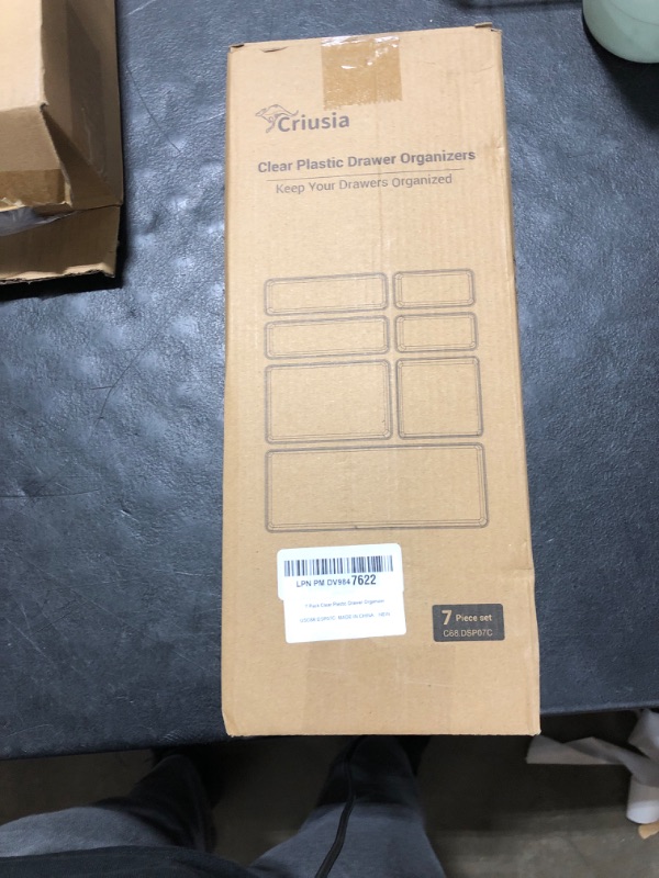 Photo 1 of Criusia Clear Drawer Organizer 7 PCS - 5 Size Plastic Versatile Kitchen and Bathroom Organizer Trays, Non-Slip Storage Bins for Makeup, Utensils, Tool and Office Desk