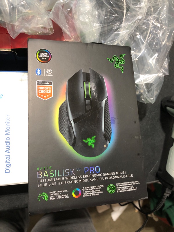 Photo 1 of Razer Basilisk V3 Pro Wireless Gaming Mouse: HyperScroll Tilt Wheel - 30K DPI Optical Sensor - Gen-3 Optical Switches - 13-Zone Chroma RGB - 13 Programmable Controls - 3 Connection Modes - Black