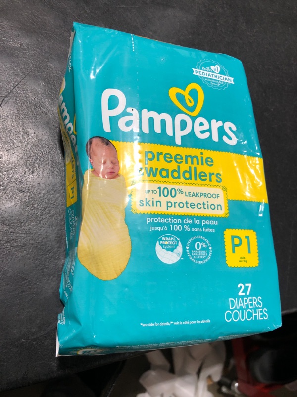 Photo 1 of Pampers Baby Diapers - Swaddlers - Size P1, 27 Count, Ultra Absorbent Disposable Preemie Diaper