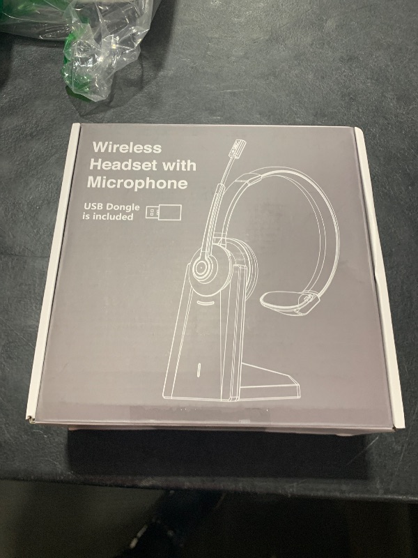 Photo 1 of Earbay Wireless Headset, Bluetooth Headset with Noise Canceling Microphone & Charging Base, Wireless Headphones with Mic Mute & USB Dongle for Work from Home/Office/Computer/Laptop/Call Center/Teams