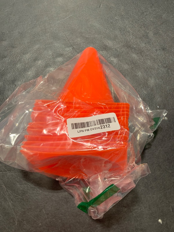 Photo 1 of Mirepty 7 Inch Plastic Traffic Cones Sport Training Agility Marker Cone for Soccer, Skating, Football, Basketball, Indoor and Outdoor Games (Orange, 12 Pack)