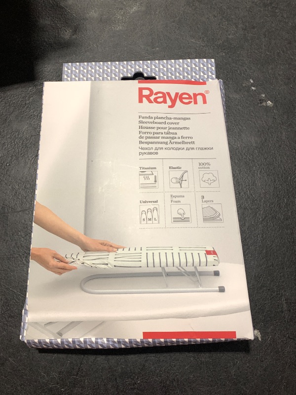 Photo 1 of Rayen 24.2” x 8.5 Sleeve Ironing Board Cover | Elastic | Universal | Foam | 100% Cotton, White with Black Stripes