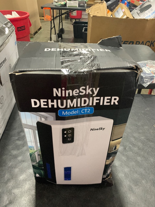 Photo 1 of NineSky Dehumidifier for Home, 95 OZ Water Tank, (1000 sq.ft) Dehumidifiers for Bathroom Bedroom Basement with Auto Shut Off,7 Colors LED Light(White)