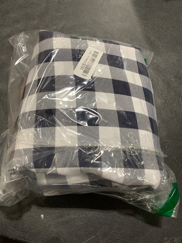 Photo 1 of LA Linen TCcheck90x132-NavyK72 Polyester Gingham Checkered Rectangular Tablecloth, White & Navy - 90 x 132 in.