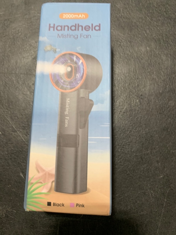 Photo 1 of Ausic Portable Handheld Misting Fan, Turbo Fans with Mist, High-Speed, 3 Speeds Personal Small Spray Fan, Outdoor Cooling Rechargeable Battery Operated Fans for Travel/Makeup/Shopping (Pink)