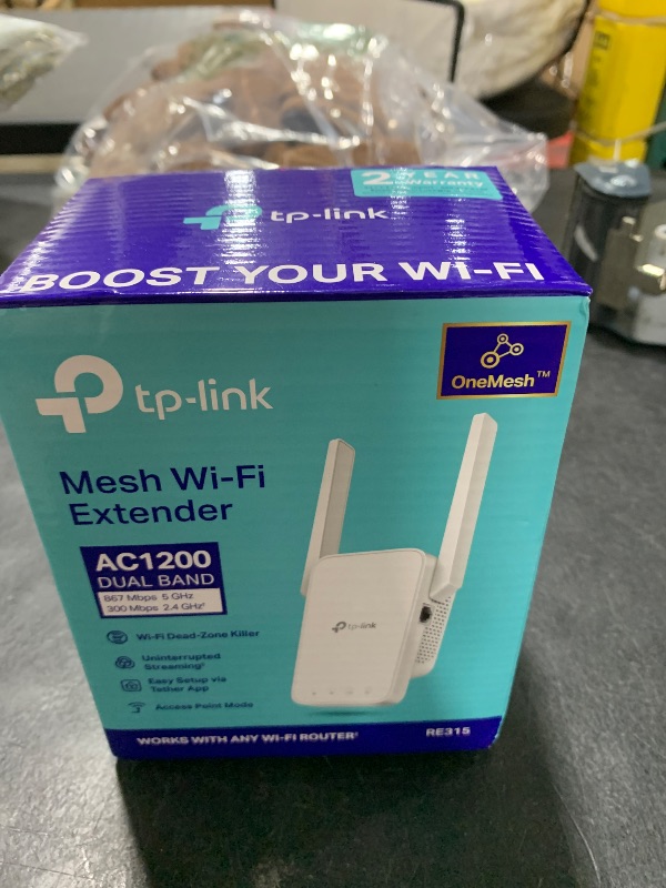 Photo 1 of TP-Link AC1200 WiFi Extender, 2024 Wirecutter Best WiFi Extender, 1.2Gbps home signal booster, Dual Band 5GHz/2.4GHz, Covers Up to 1500 Sq.ft and 30 Devices ,support Onemesh, One Ethernet Port (RE315)