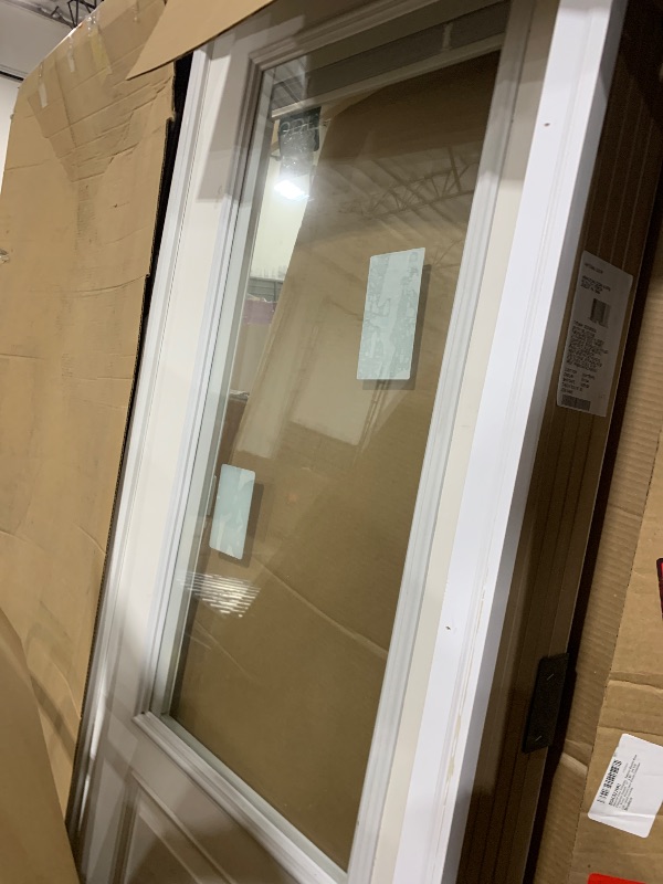 Photo 1 of National Door Company, Exterior Double Door, Fiberglass Smooth, 72" x 80", 3/4 Lite 1-Panel, Raise/Lower Blinds Collection, Left-Hand Inswing