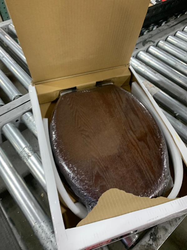 Photo 1 of Angel Shield Elongated Wood Toilet Seat with Quiet Close,Easy Clean,Quick-Release Hinges(Elongated,Dark Walnut)