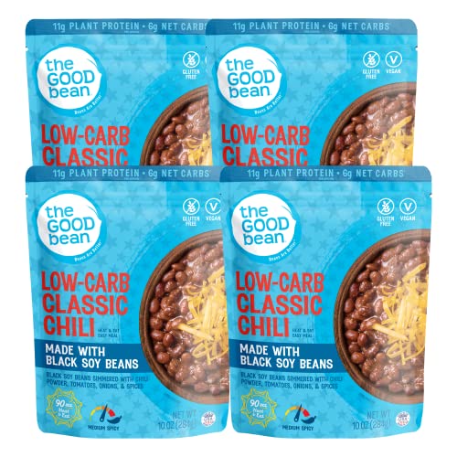 Photo 1 of The Good Bean Heat and Eat Pouch - Low-Carb Classic Chili - (4 Pack) 10 Oz Pouch - Simmered Black Soybeans with Chili Powder - Pre-Cooked Beans with G
