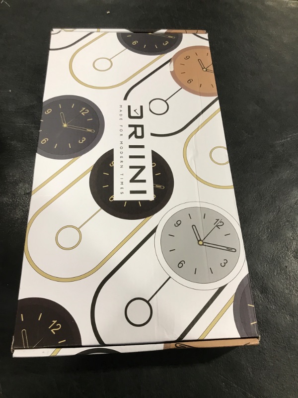 Photo 1 of Driini Decorative Wall Clock with Pendulum (Dark) – Modern Wood, 3D Gold Numbers, Metal Frame – Small, Unique Wall Clocks for Living Room Decor or Bathroom - Battery Operated, Silent, Non-Ticking