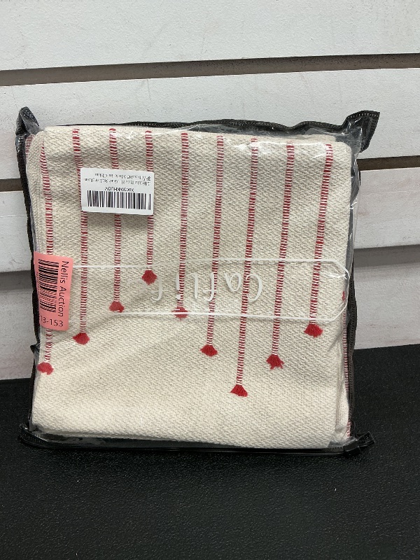 Photo 1 of Caflife Boho Christmas Throw Pillow Covers 18x18 Set of 2, Holiday Christmas Decorative Pillow Covers Beige with Red Line for Modern Farmhouse Couch Sofa Bedroom Living Room Outdoor