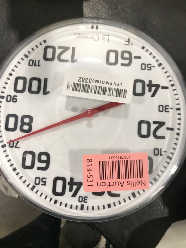 Photo 1 of La Crosse 104-1522 8" Round Analog Dial Thermometer, White