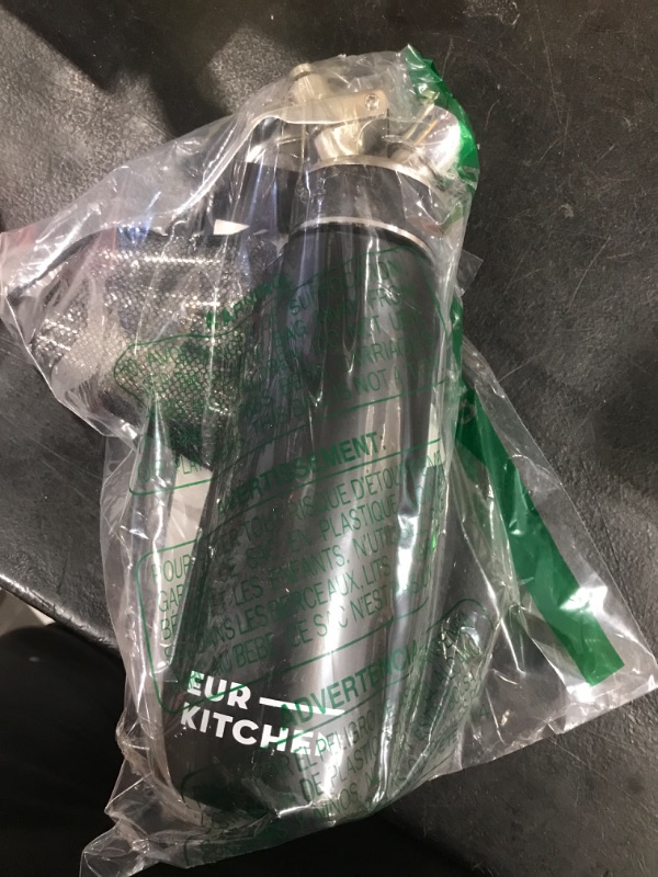 Photo 1 of EurKitchen Professional Aluminum Whipped Cream Dispenser - Leak-Free Whip Cream Maker Canister with 3 Decorating Nozzles & Cleaning Brush - 1-Pint / 500 mL Cream Whipper - N2O Chargers (Not Included)