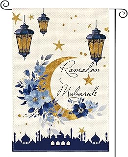 Photo 1 of AVOIN colorlife Eid Mubarak Garden Flag 12x18 Inch Double Sided Outside, Ramadan Eid al-Fitr Yard Outdoor Decoration