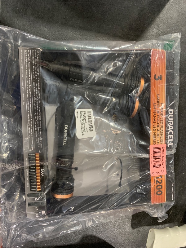 Photo 1 of Duracell Durabeam Ultra Hybrid LED Flashlights, 1200 Lumens, Set of 3, with Rechargeable and AAA Alkaline Batteries