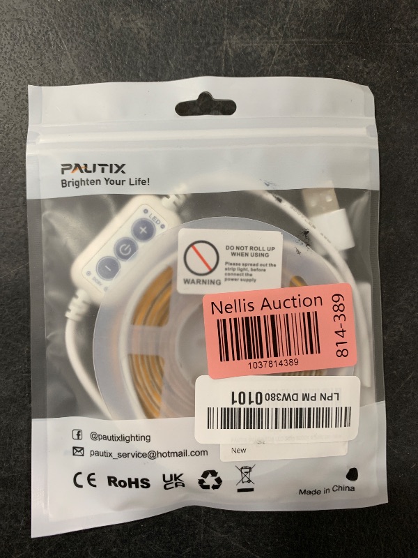 Photo 1 of PAUTIX COB LED Strip Light 5V USB 6.56ft/2m 640LEDs 1200lm Dimmable LED Strip Light 3000K Warm White CRI90+ USB TV Backlight,Flexible Under Cabinet Tape Light for Bedroom,Kitchen,Home DIY LightingLPNPMDW3800101
