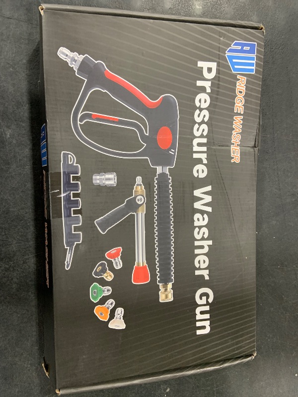 Photo 1 of RIDGE WASHER Pressure Washer Gun 5000 PSI, Long Range Nozzle and Shooter Tip Twist Nozzle, 27 Inch Power Washer Gun Swivel with Stainless Steel Extension Wand