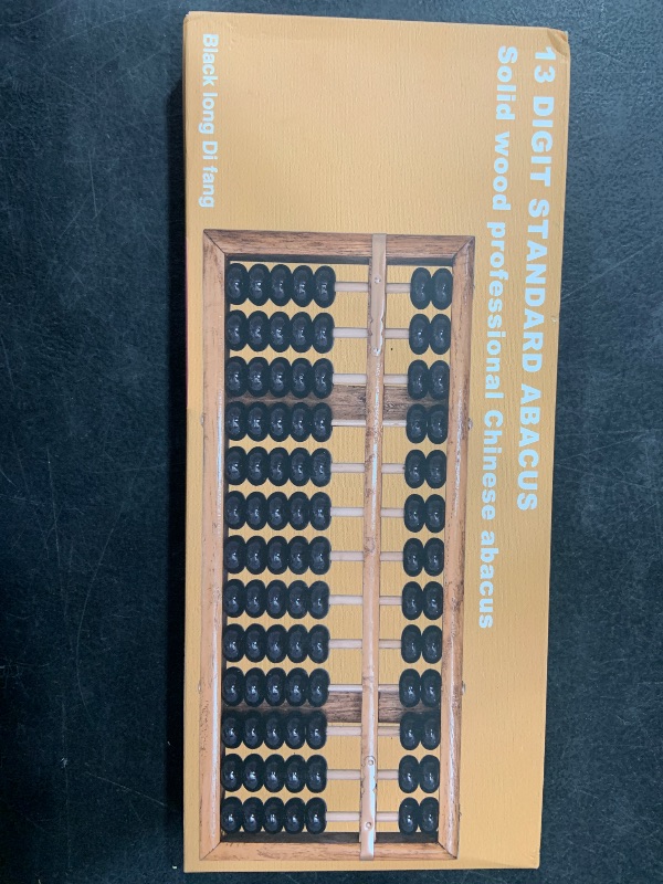 Photo 1 of Black long Di fang Digital Standard Abacus-28.5cm-Professional 13-Column Soroban Calculator (Functional and Educational Tool) Vintage-Style Chinese Wooden Abacus.