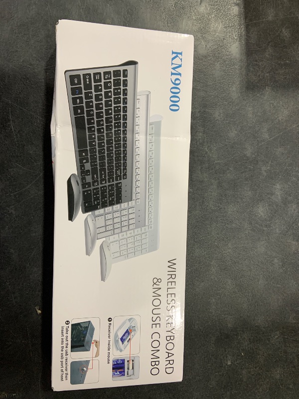 Photo 1 of Wireless Keyboard and Mouse Ultra Slim Combo, TopMate 2.4G Silent Compact USB 2400DPI Mouse and Scissor Switch Keyboard Set with Cover, 2 AA and 2 AAA Batteries, for PC/Laptop/Windows/Mac - White