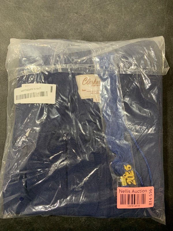 Photo 1 of CLERKMANS Navy Blue Cap & Gown & Tassel Package - High School Graduation Cap And Gown – Matte Fabric 57 (6'0"-6'2")
