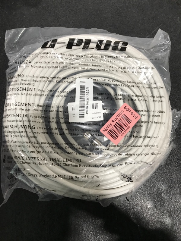 Photo 1 of G-PLUG 100FT RG6 Coaxial Cable Connectors Set- High-Speed Internet, Broadband and Digital TV Aerial, Satellite Sky Cable Extension- Weather-Sealed Double Rubber O-Ring and Compression Connectors White