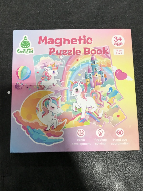 Photo 1 of Unicorn Magnetic Puzzle for Kids 3-5, 75 pcs Magnetic Travel Puzzles Games for Toddlers Ages 3-8 Car Plane Road Trip Activities 3 in 1 Toys Gift for Girls