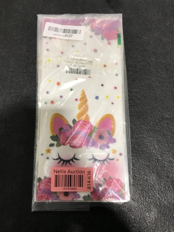 Photo 1 of Unicorn Party Candy Bag Decorations - 100pcs Unicorn Gift Wrap Clear Gift Bags Candy Bags Cookie Bags Party Favor Bags for Bakery, Birthday, Wedding, Baby Shower Party Decoration