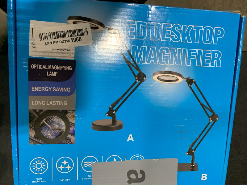 Photo 1 of 10X Magnifying Glass with Light and Stand, Dimmer Adjustable Swing Arm 2-in-1 Desk Lamp and Clamp, LED Lighted Desk Magnifier with Light for Craft Reading Repair Painting Close Work