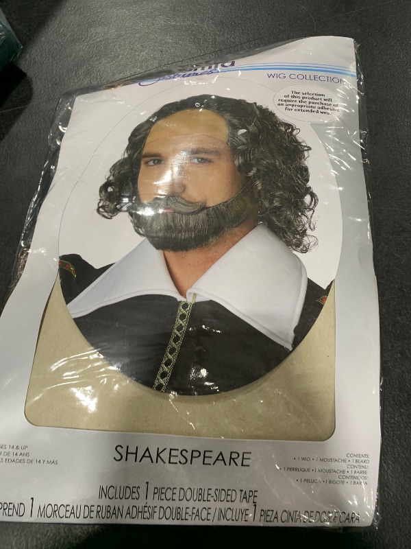 View 2 of California Costumes Men's Shakespeare Wig, Brunette/Gray, One Size