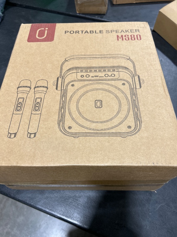 Photo 1 of Karaoke Machine with 2 Microphones: HWWR Portable Bluetooth Speaker with 6.8" Subwoofers, Karaoke Machine for Adults Kids with PA System, Karaoke Microphone & DJ Lights for Home Party Outdoor