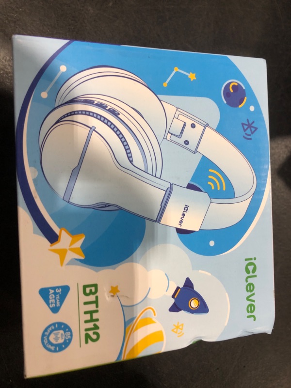 Photo 1 of iClever BTH12 Kids Bluetooth Headphones,Colorful LED Lights Kids Headphones Wireless,74/85dBA Safe Volume,85H Playtime,Fast Charging,Bluetooth 5.2,Over Ear,Built-in Mic for iPad/Tablet/Airplane,Blue
