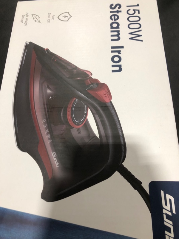Photo 1 of Sundu Steam Iron for Clothes with Rapid Heating Ceramic Coated Soleplate,1500W with Precise Thermostat Dial,Self-Cleaning, Auto-Off,11.84oz Water Tank for Home Clothes Ironing Use,Red