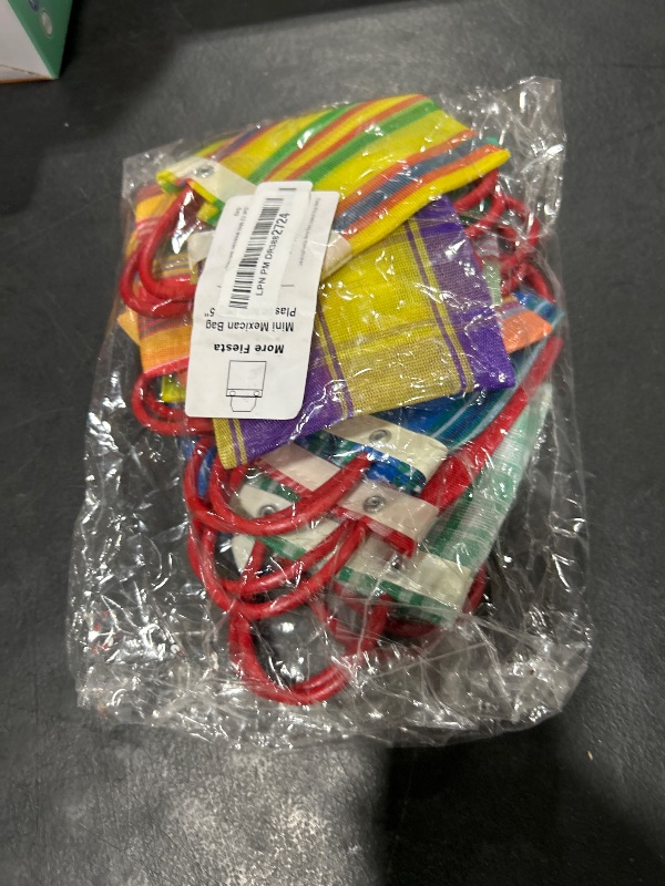 Photo 1 of More Fiesta 12 Mini Mexican Tote Mercado Bags 5 inch by 5 inch - Assorted Colors - Small Mexican Mercado Bags (High Thread Mesh)