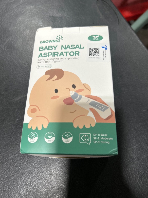 Photo 1 of GROWNSY Nasal Aspirator for Baby, Electric Nose Aspirator for Toddler, Baby Nose Sucker, Automatic Nose Cleaner with 3 Silicone Tips, Adjustable Suction Level, Music and Light Soothing Function