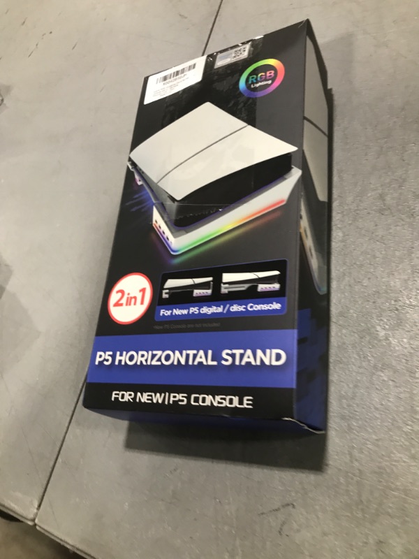 Photo 1 of Auarte RGB Horizontal Stand for PS5 Pro / Slim Console Accessories with 14 Light Mode and 4 USB Hubs, Side Stand for Playstation 5 Pro Slim Disc & Digital, Base Holder with Controller Charging, White