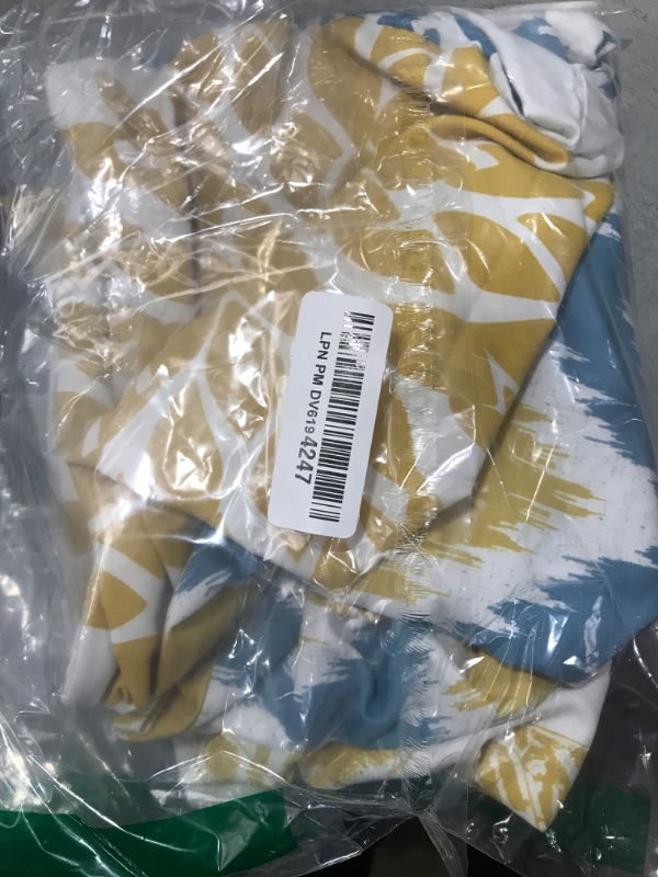 Photo 1 of Phantoscope Set of 4 New Living Series Leaf Geometric Yellow and Blue Throw Decorative Pillow Cover Cushion Cover 18 x 18 inches 45 x 45 cm