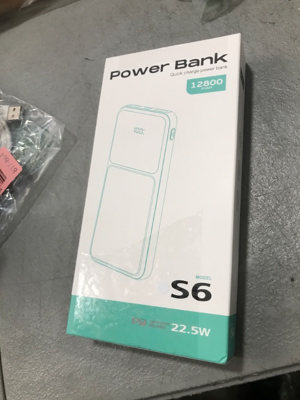 Photo 1 of 12800mAh Portable Charger with Built in Cables, 22.5W 3A High Speed Charging Travel Essentials, LED Display Slim PowerBank, 4 Outputs 2 Inputs Built-in USB C&Lightning Cables for iPhone iPad Android