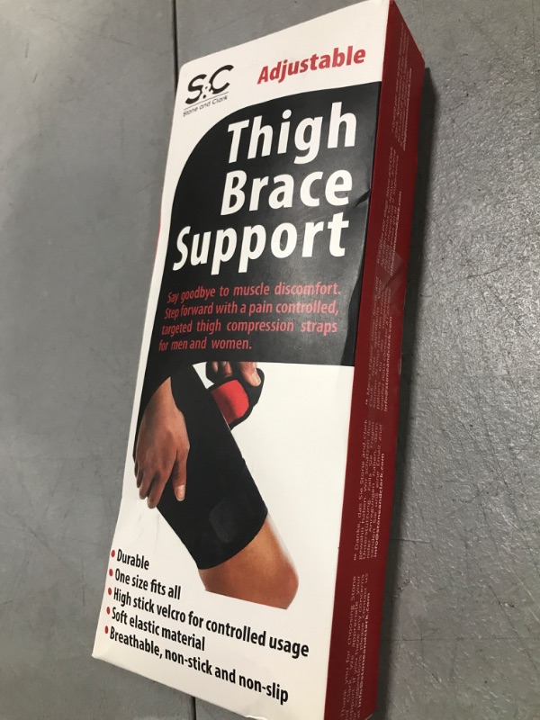 Photo 1 of Adjustable Thigh Brace Support, Quadriceps Support and Thigh Wraps for Men and Women. Unisex Breathable Neoprene Non-Slip Hamstring Compression Sleeve