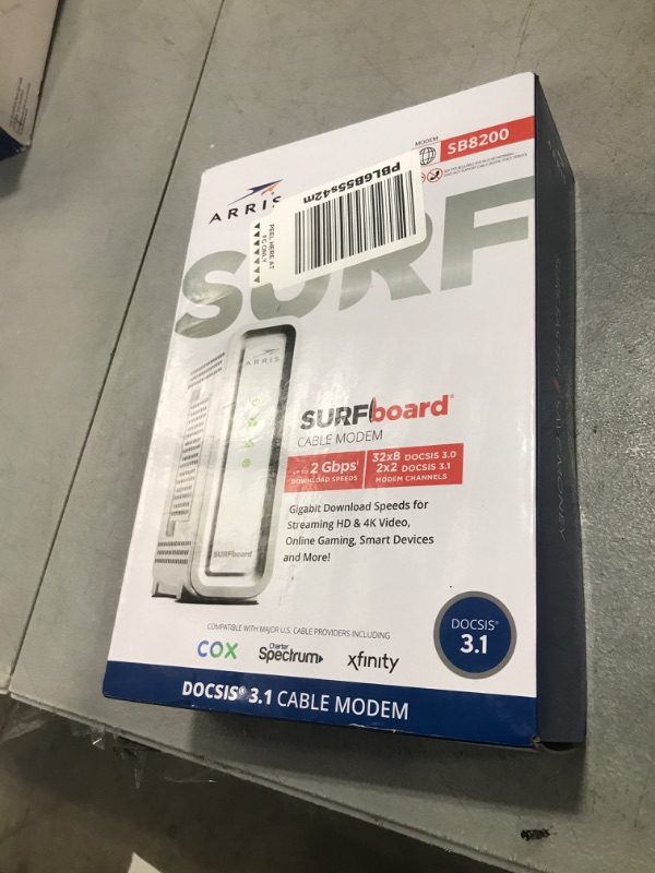 Photo 1 of ARRIS (SB8200) - Cable Modem - Fast DOCSIS 3.1 32x8 Gigabit Cable Modem , Approved for Comcast Xfinity, Cox, Charter Spectrum, & more | 1 Gbps Max Internet Speed, 4 OFDM Channels