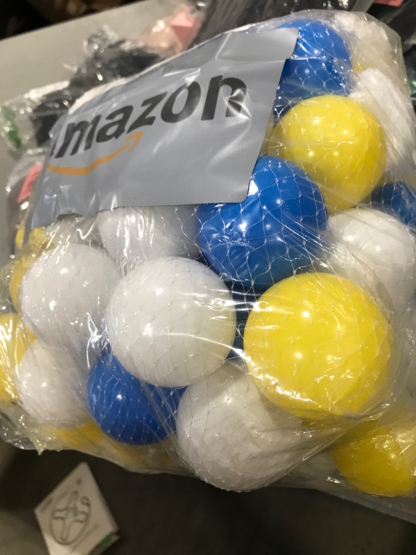 Photo 1 of MEOGETY Ball Pit Balls 100 for Toddlers Crush Proof Plastic Balls for Ball Pit Phthalate Free BPA Free Colorful Pit Balls for Kids Babies Pool Play Tent Gift 2.2 Inches (Blue Yellow White Stars)