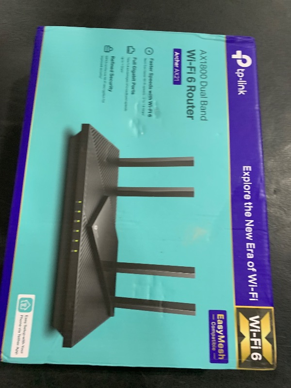 Photo 1 of TP-Link AX1800 WiFi 6 Router V4 (Archer AX21) – Dual Band Wireless Internet, Gigabit, Easy Mesh, Works with Alexa - A Certified for Humans Device