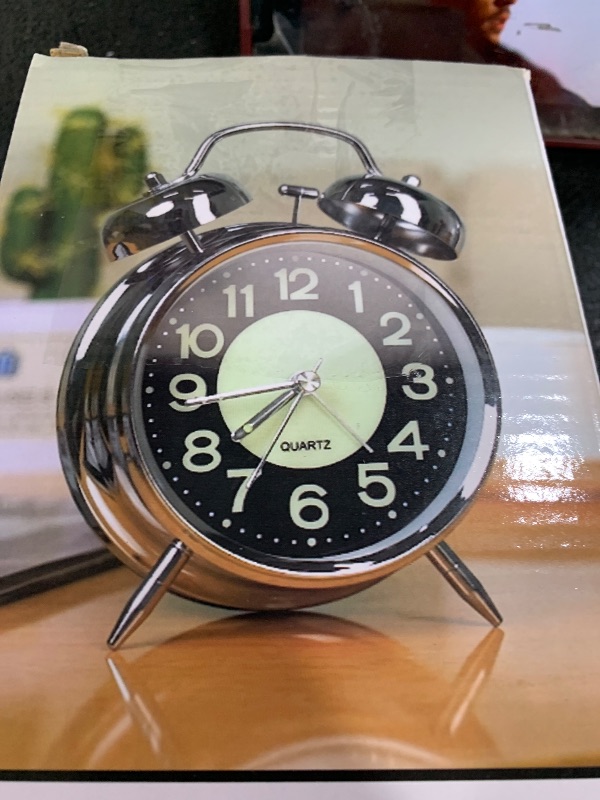 Photo 1 of AYRELY® Super Loud Alarm Clock for Heavy Sleepers Adults,Twin Bell Retro 4 Inch Silent Non-Ticking Quartz with Backlight, Luminous dial, Alarm Clocks for Bedrooms Bedside (Silver)