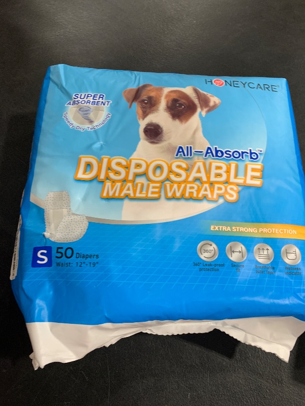 Photo 1 of HONEY CARE All-Absorb A26 Male Dog Wrap, 50 Count, Small