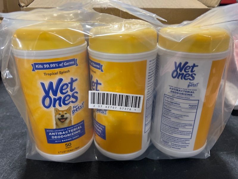 Photo 1 of Wet Ones for Pets Deodorizing Multipurpose Pet Wipes, Tropical Splash Scent - Pet Grooming Wipes for In-Between Baths, Pet Cleaning Supplies, Puppy Wipes for Dogs, 50 Count