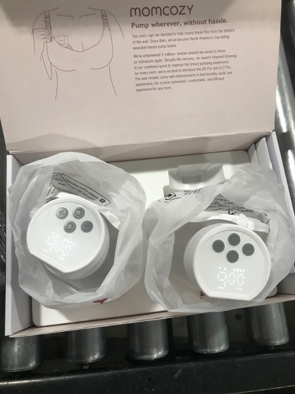 Photo 1 of Momcozy Wearable Electric Breast Pump – Portable, Wireless, Adjustable Suction, Soft DoubleFit Flanges, Smart Display (24mm, 2-Pack, Light White)